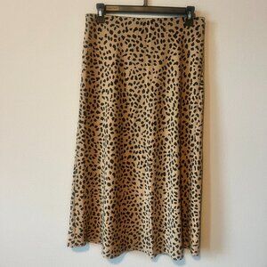 Sanctuary Black and Tan Animal Print Midi Skirt 100% Polyester Size Medium